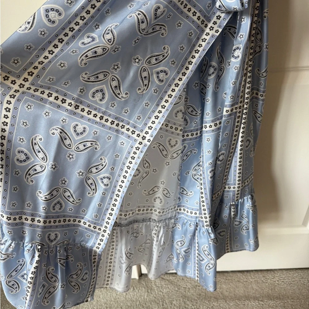 Sandro Light Blue Patterned Long Sleeve Dress - Picture 6 of 8